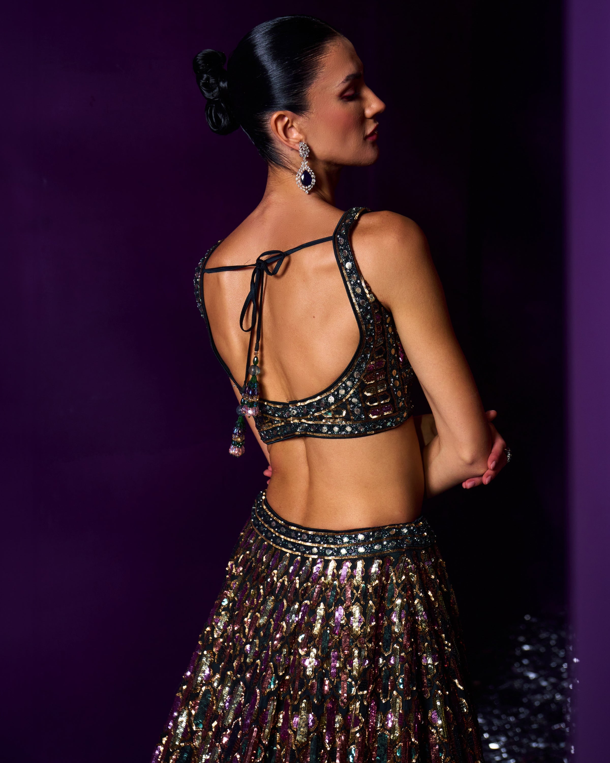 Emerald Green Organza Lehenga Set
