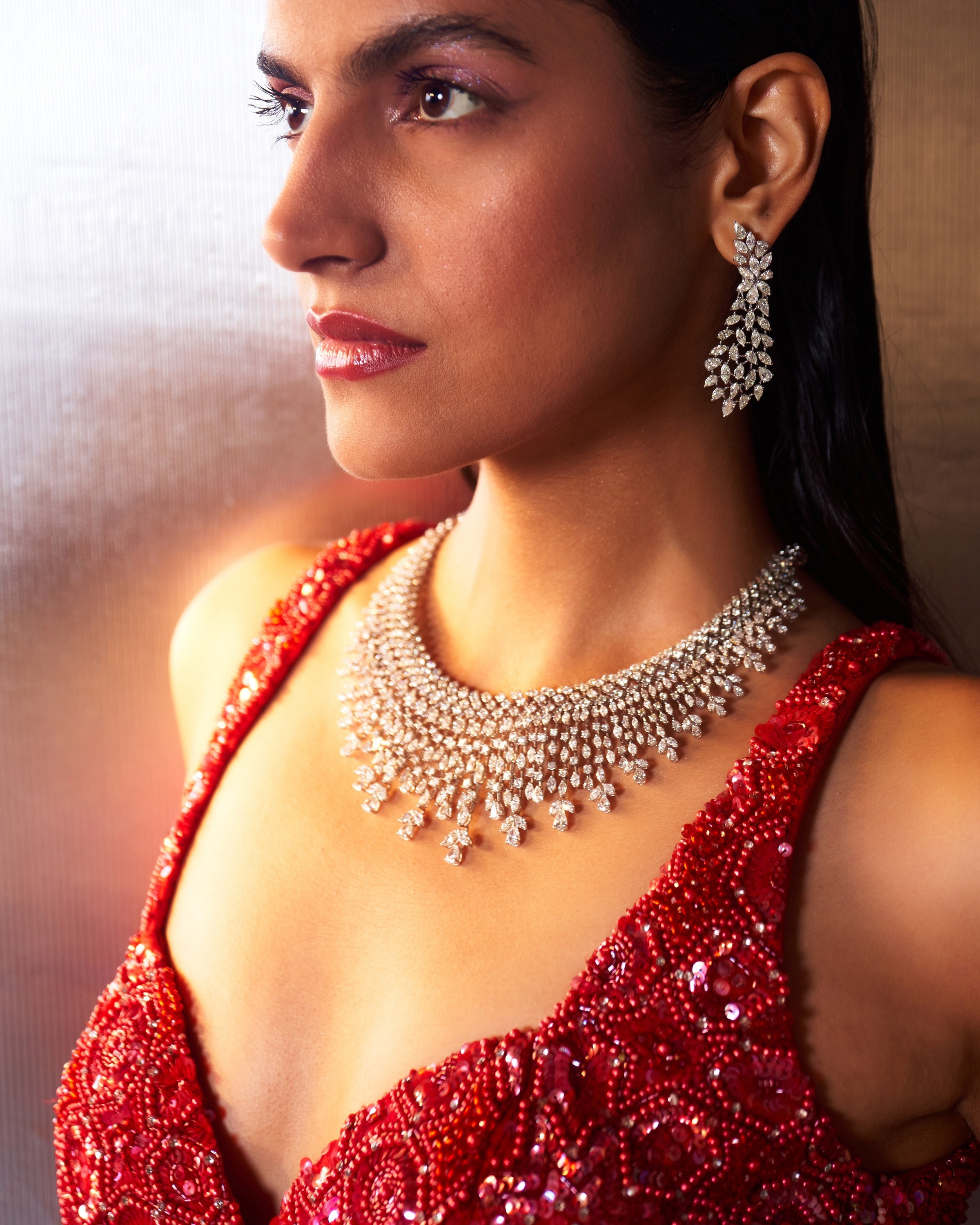 Red Net Lehenga Set
