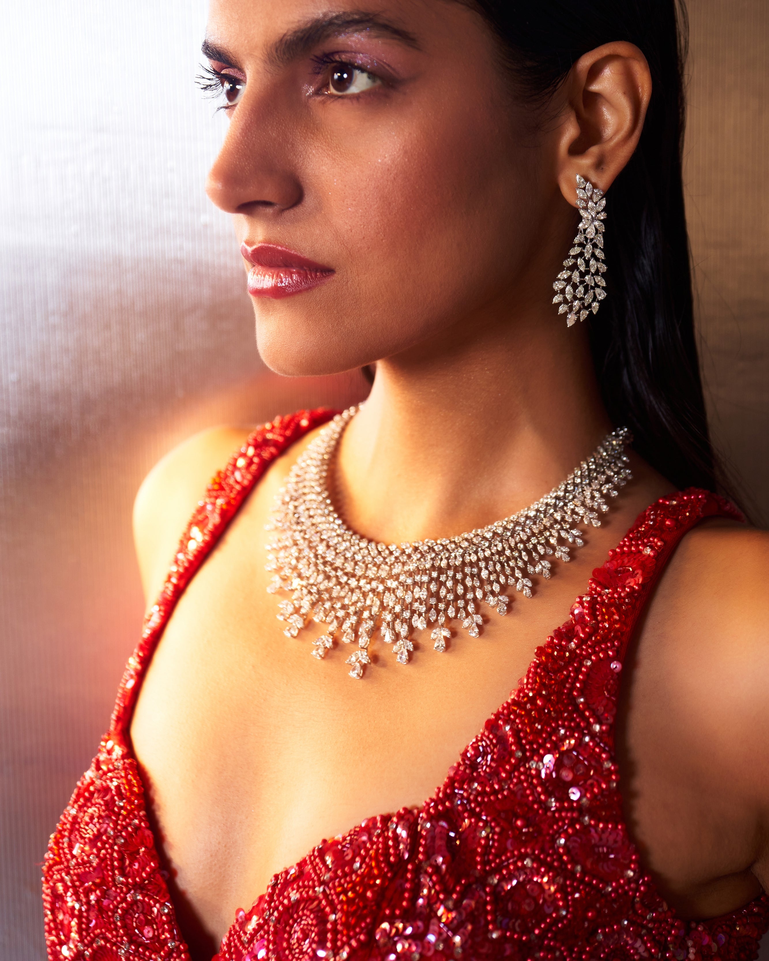 Red Net Lehenga Set