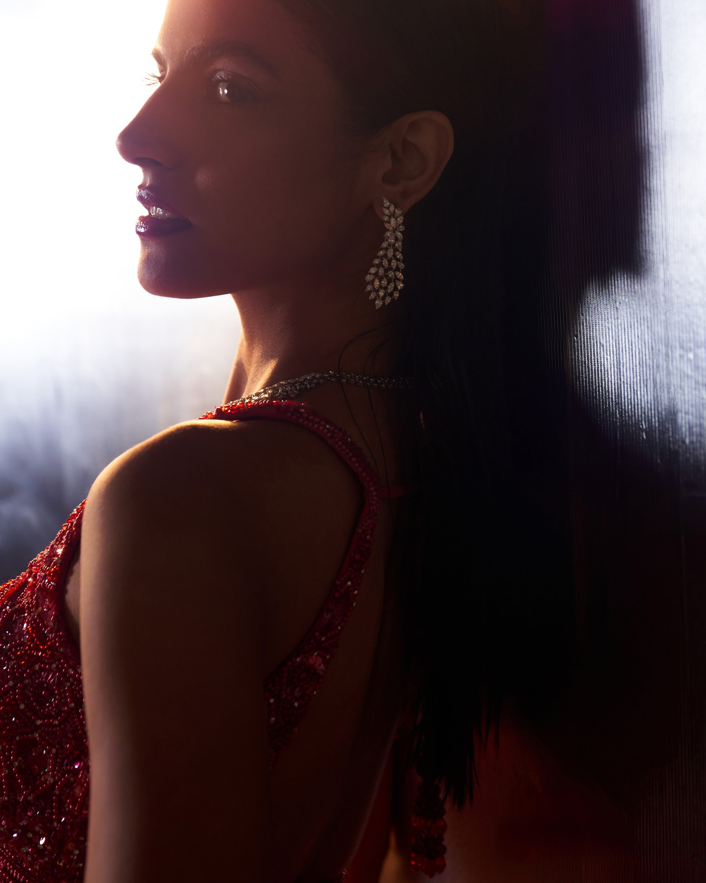 Red Net Lehenga Set
