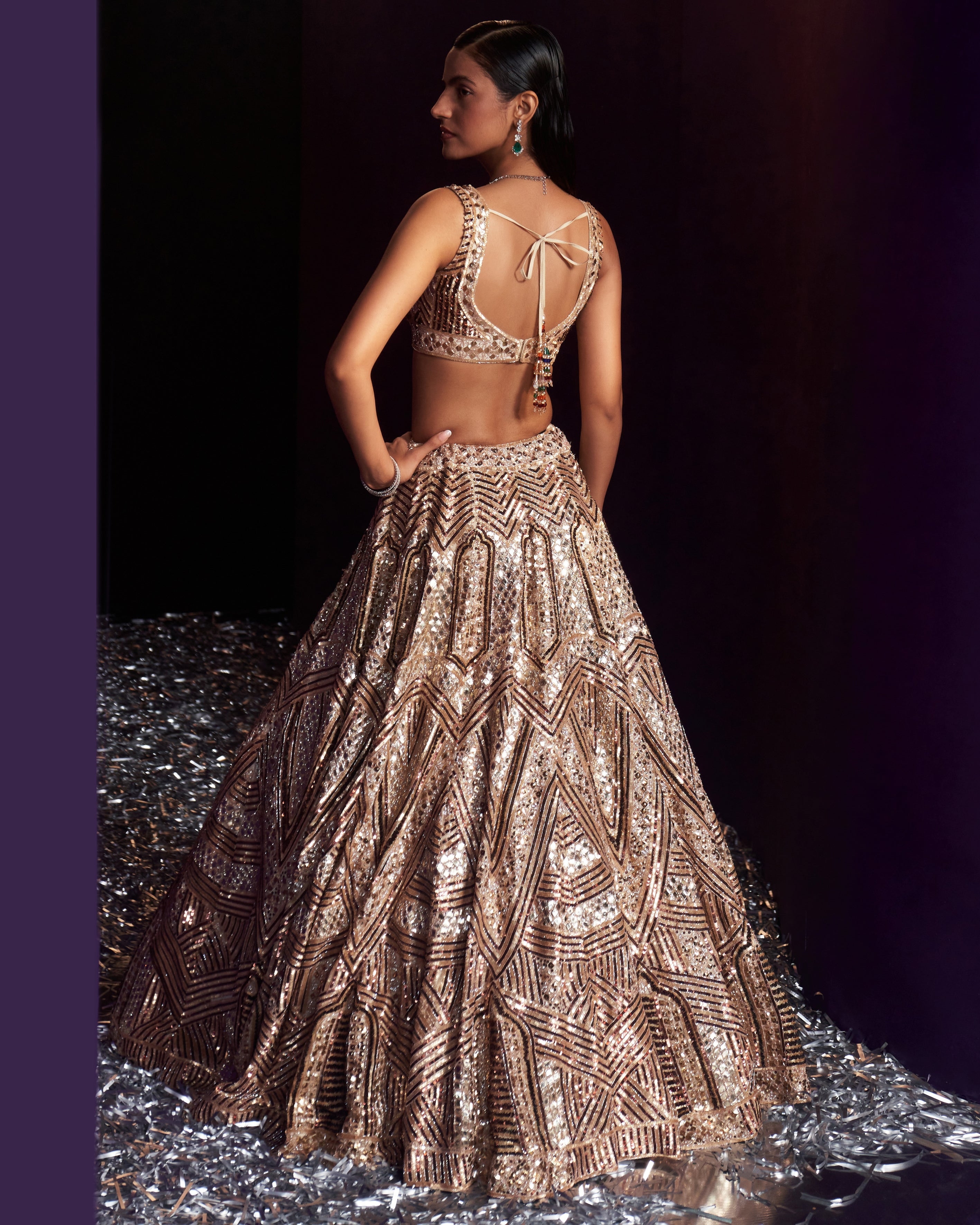 Gold Tissue Lehenga Set