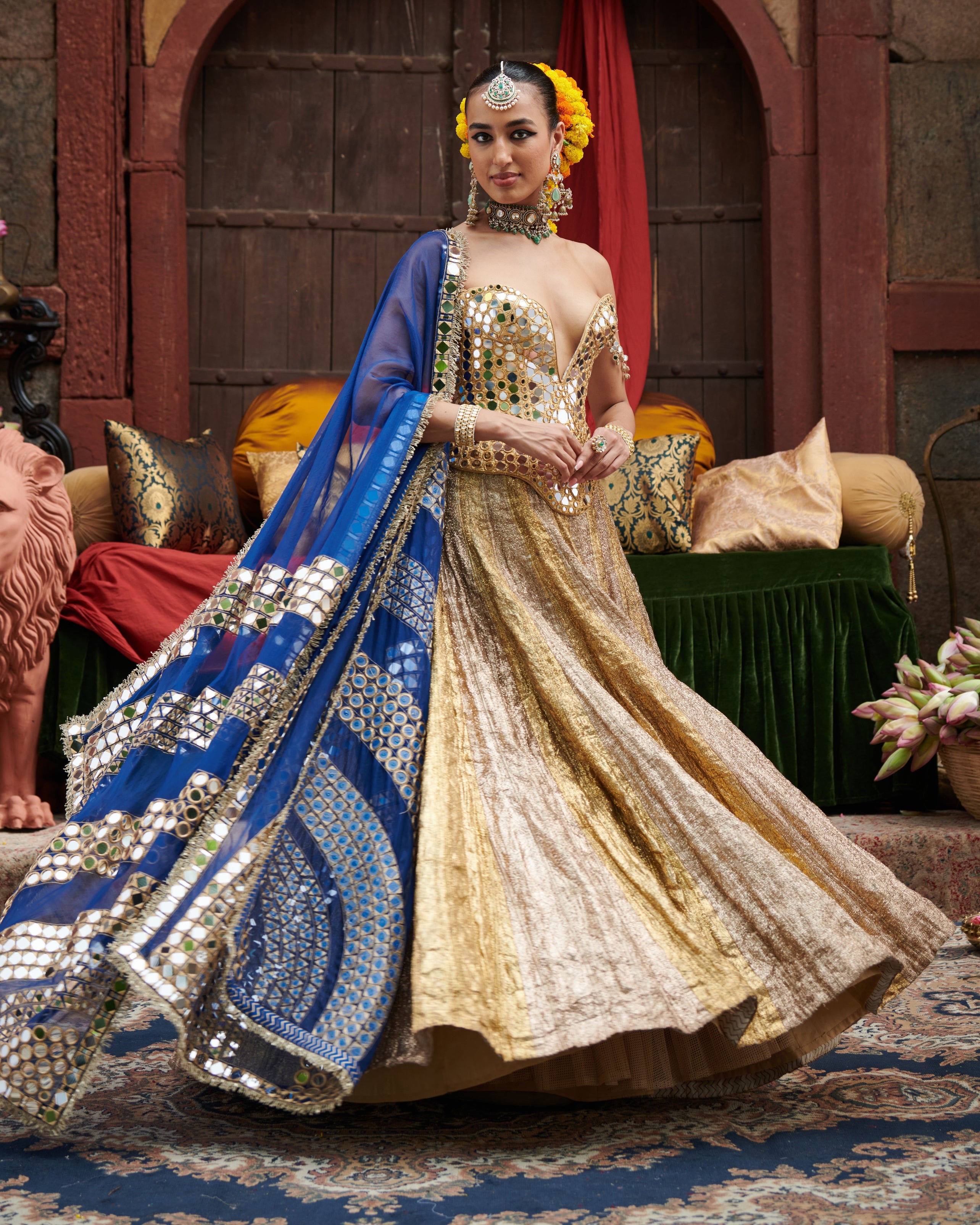 Chaandi- Sona Stripes Lampi Lehenga Set