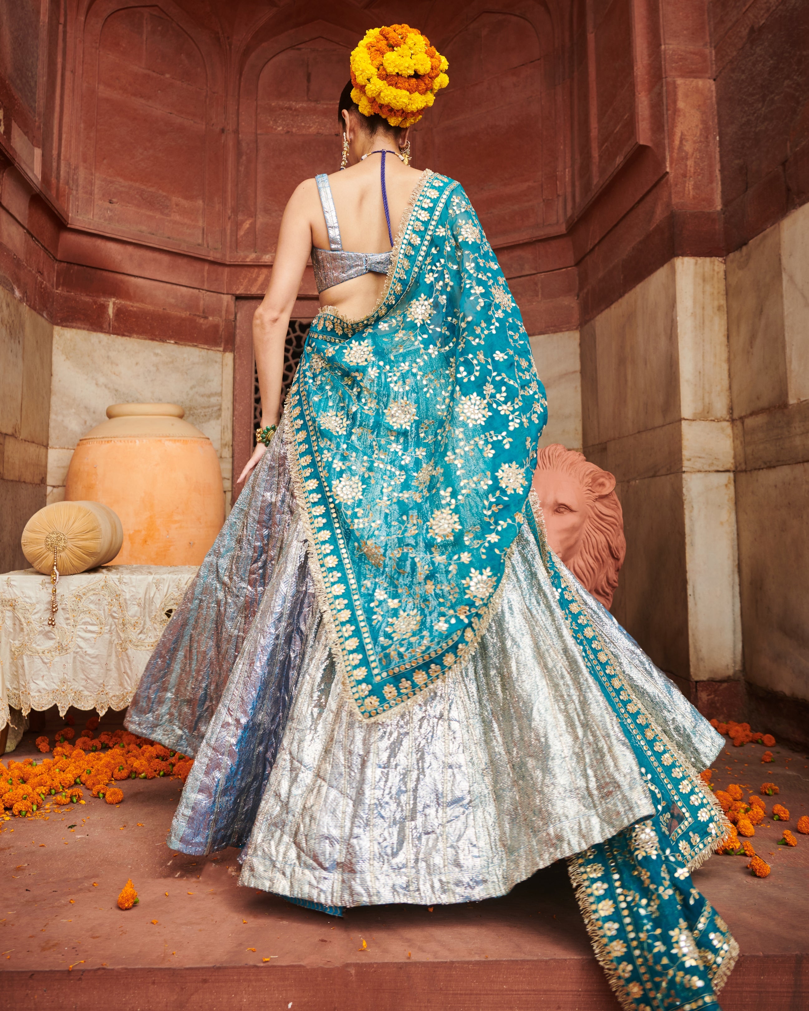 Aasmani Lampi Lehenga Set