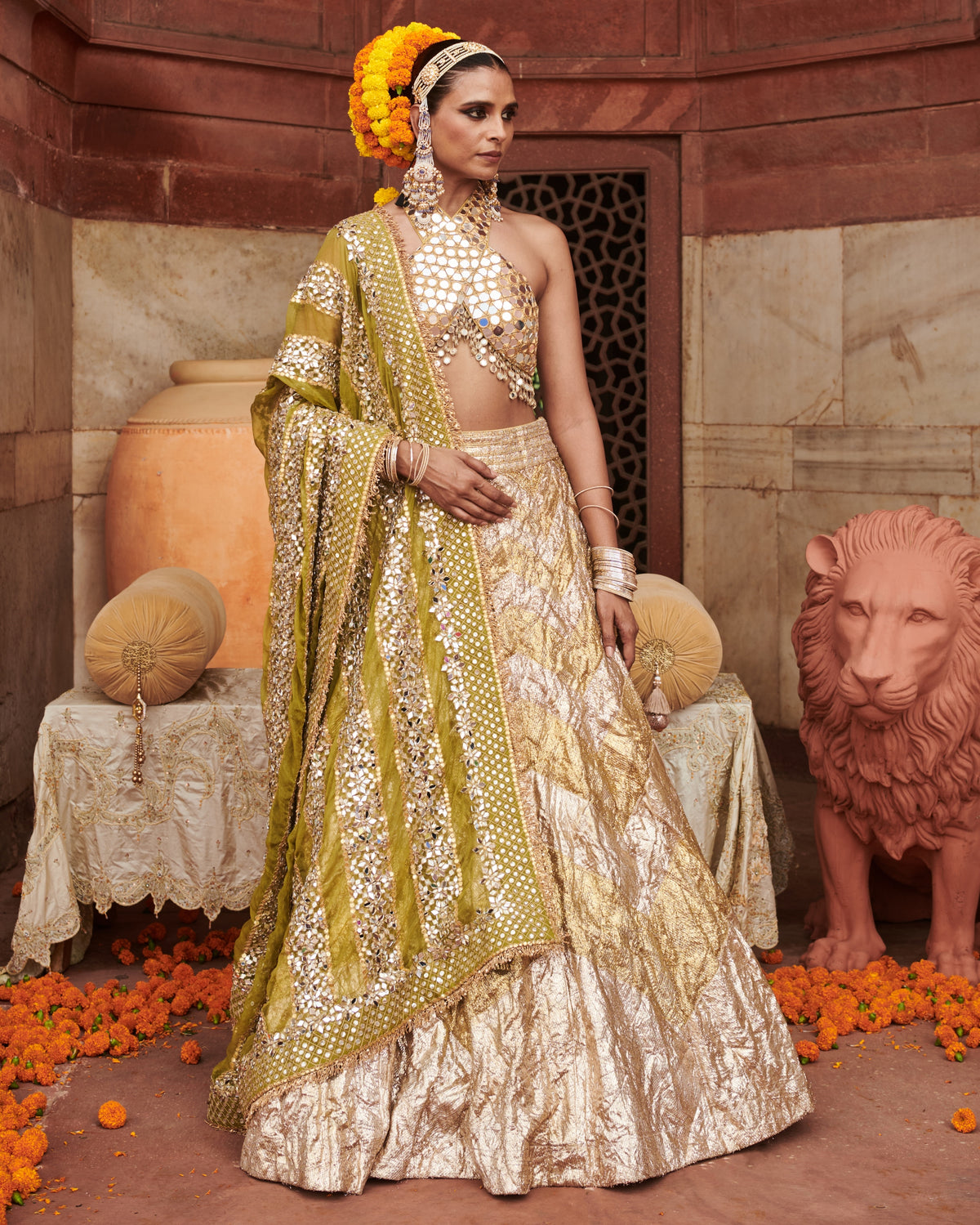 Chandi Sona Chevron Lampi Lehenga Set