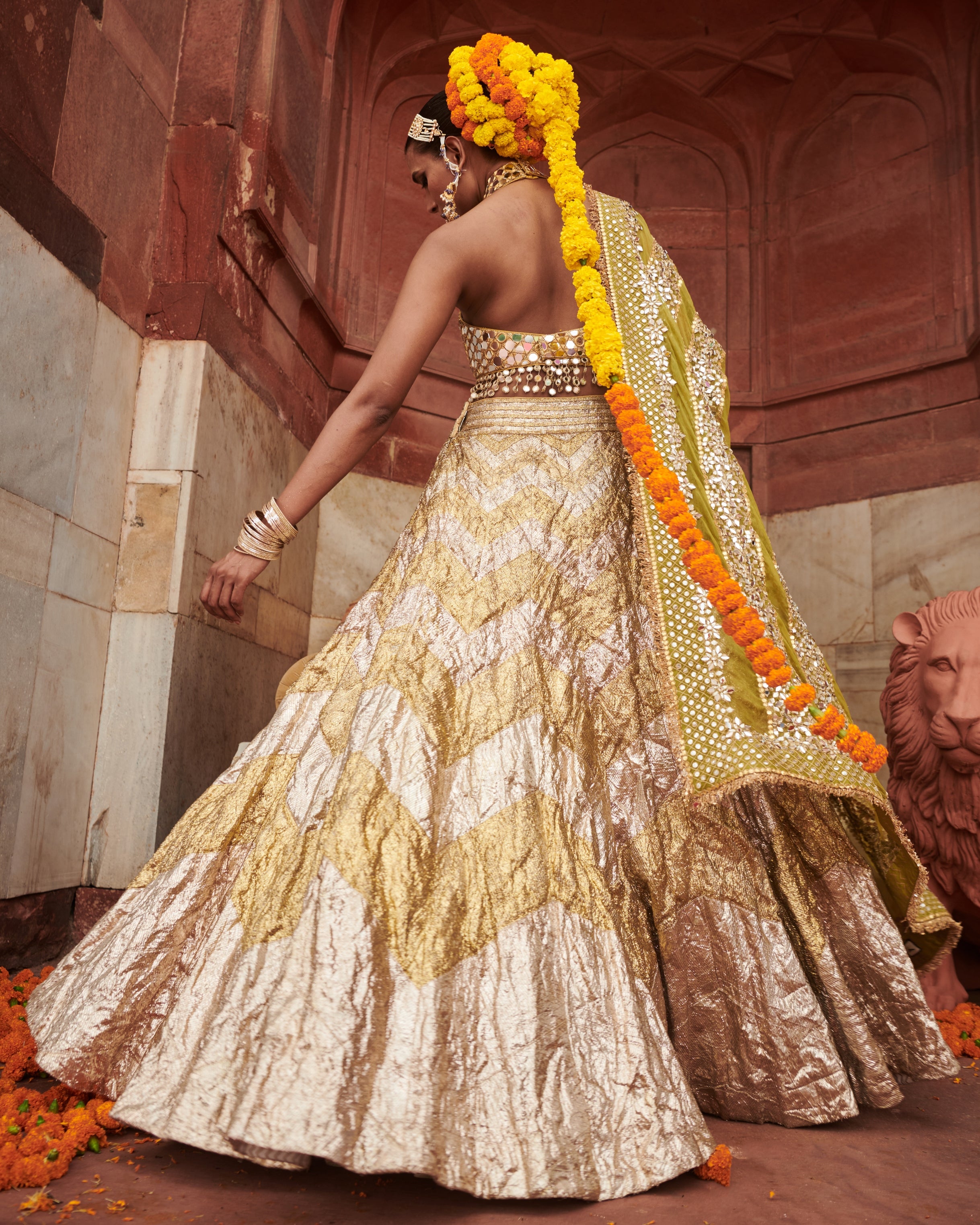 Chandi Sona Chevron Lampi Lehenga Set