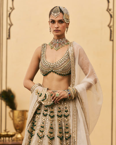 Rajat Silver Tissue Lehenga Set