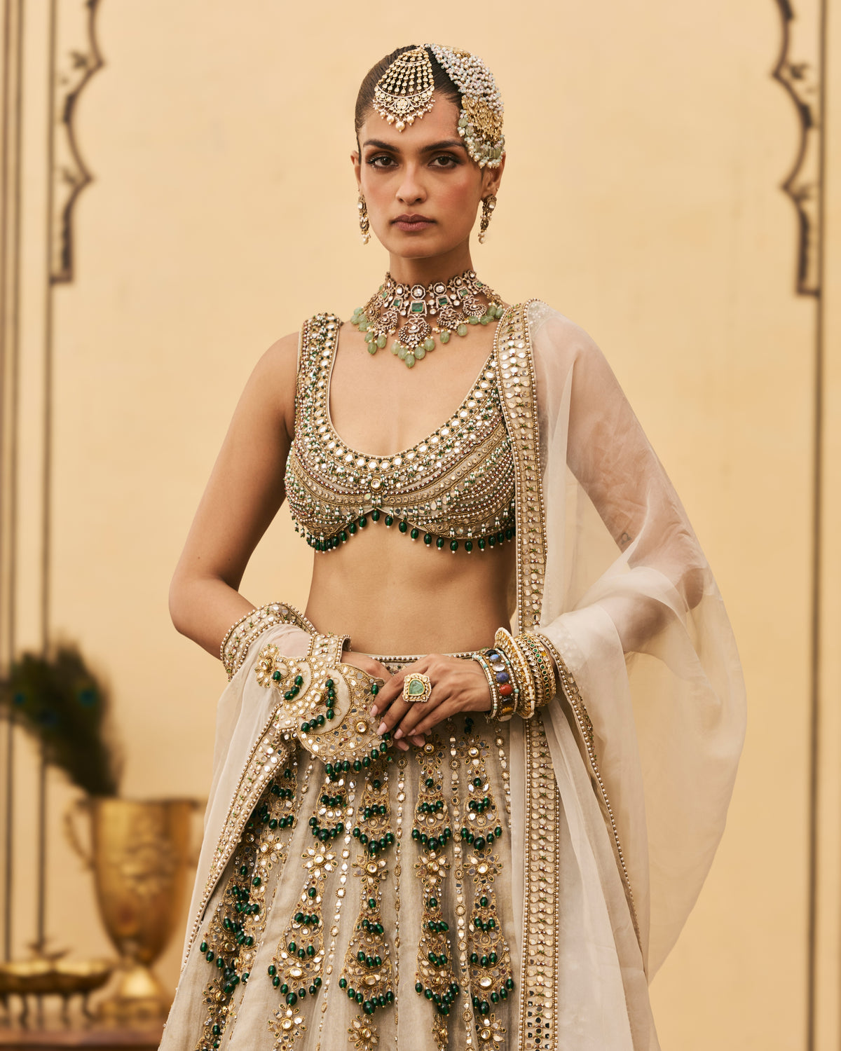 Rajat Silver Tissue Lehenga Set