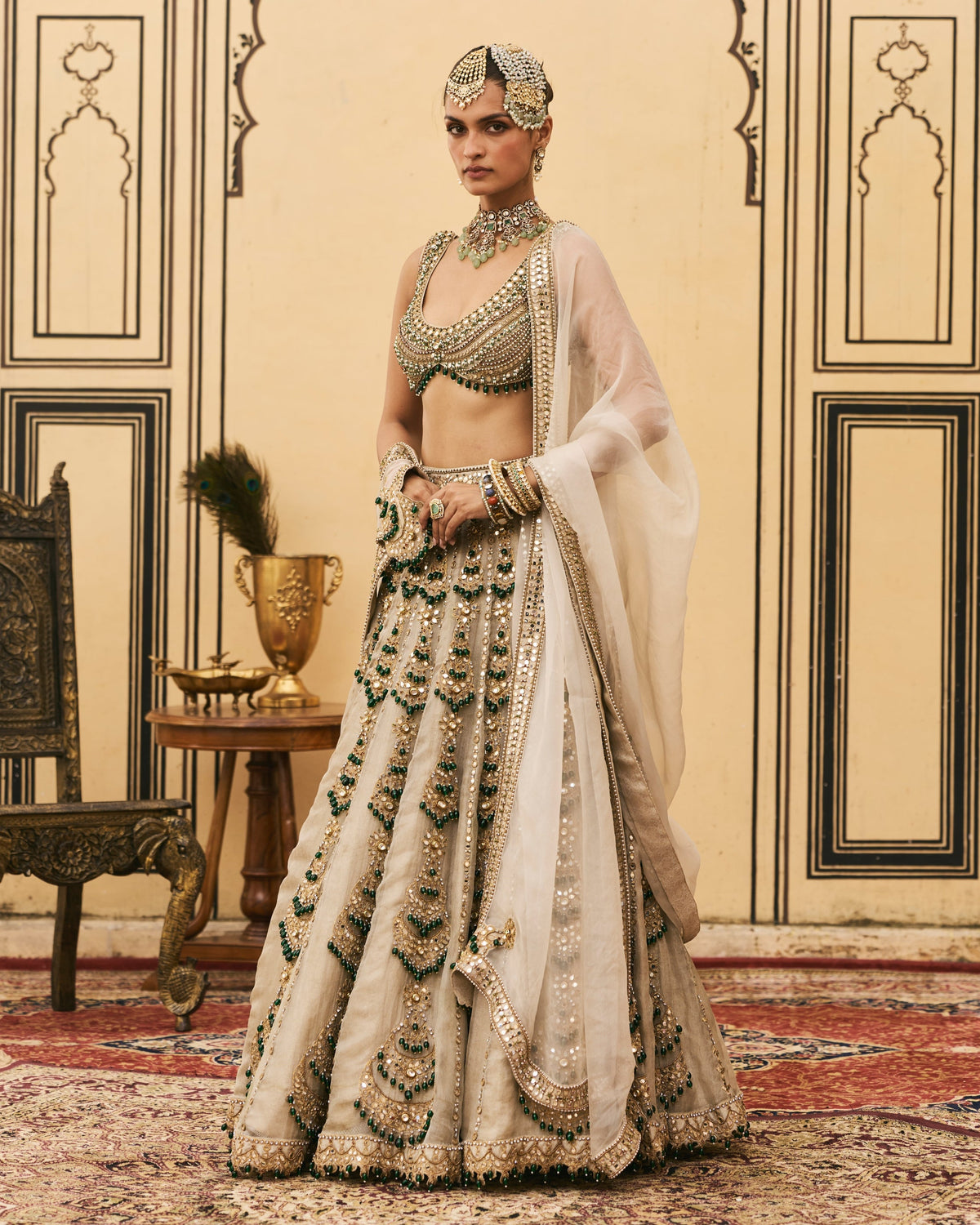 Rajat Silver Tissue Lehenga Set