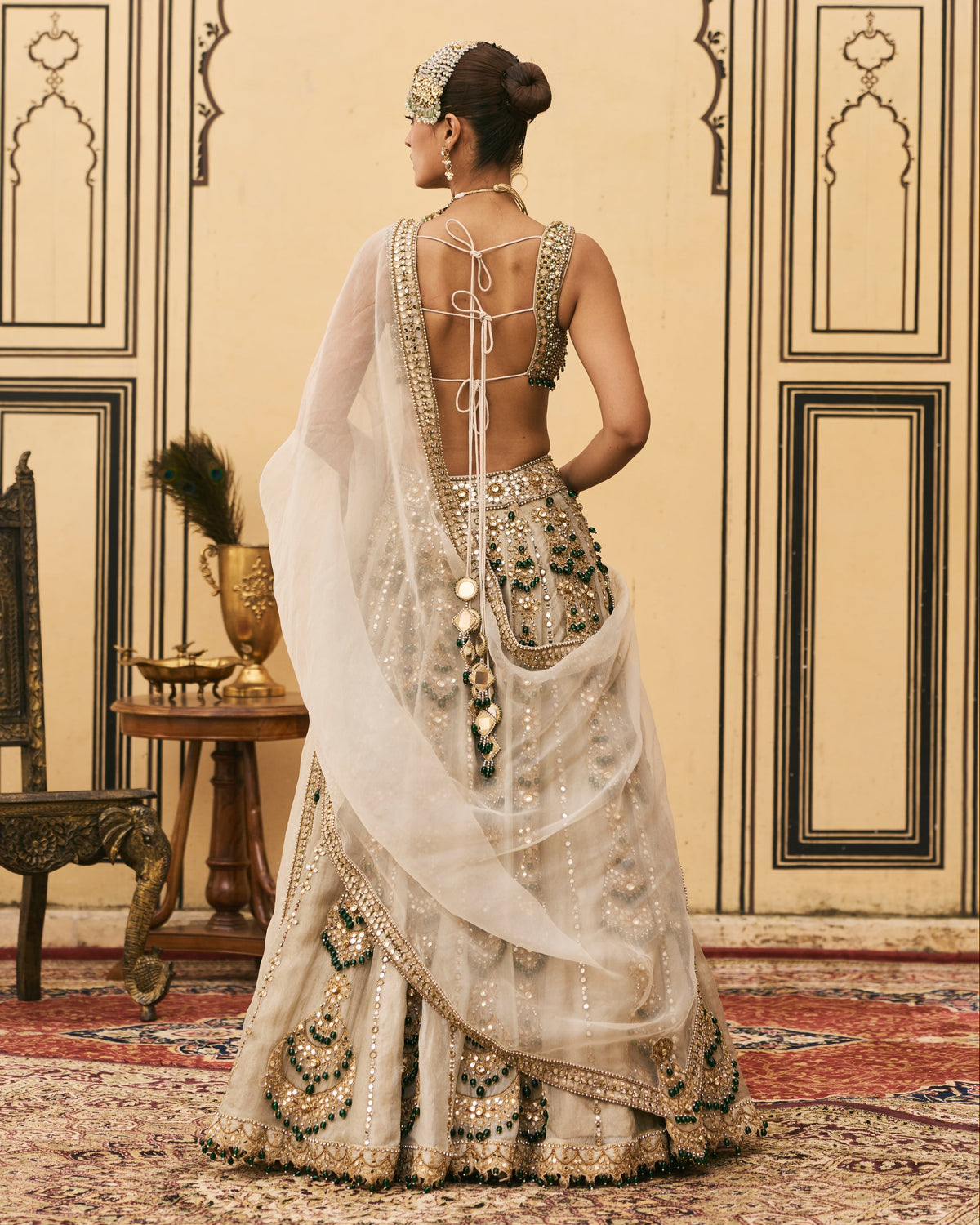 Rajat Silver Tissue Lehenga Set