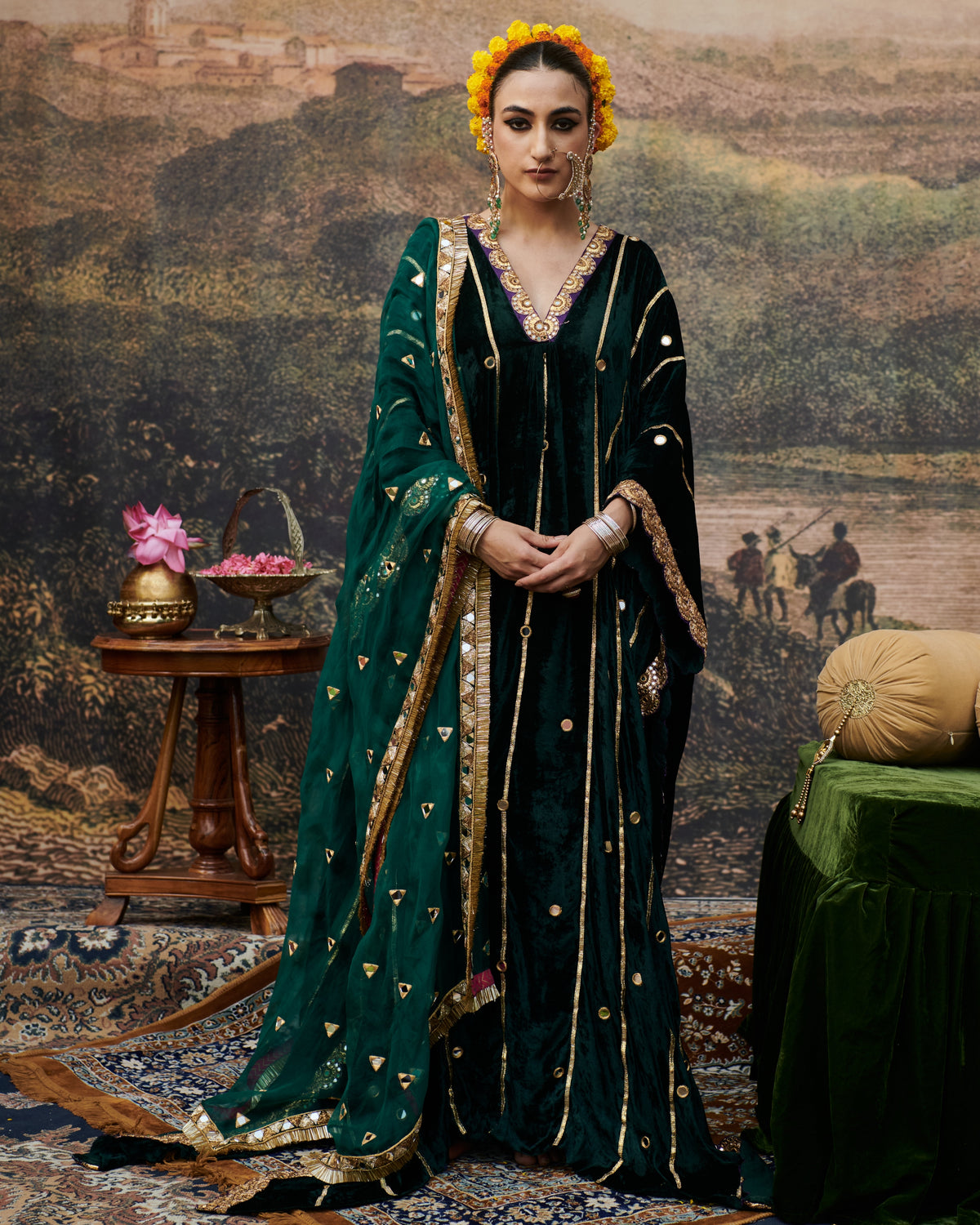 Azal Makhmali Kaftan Set