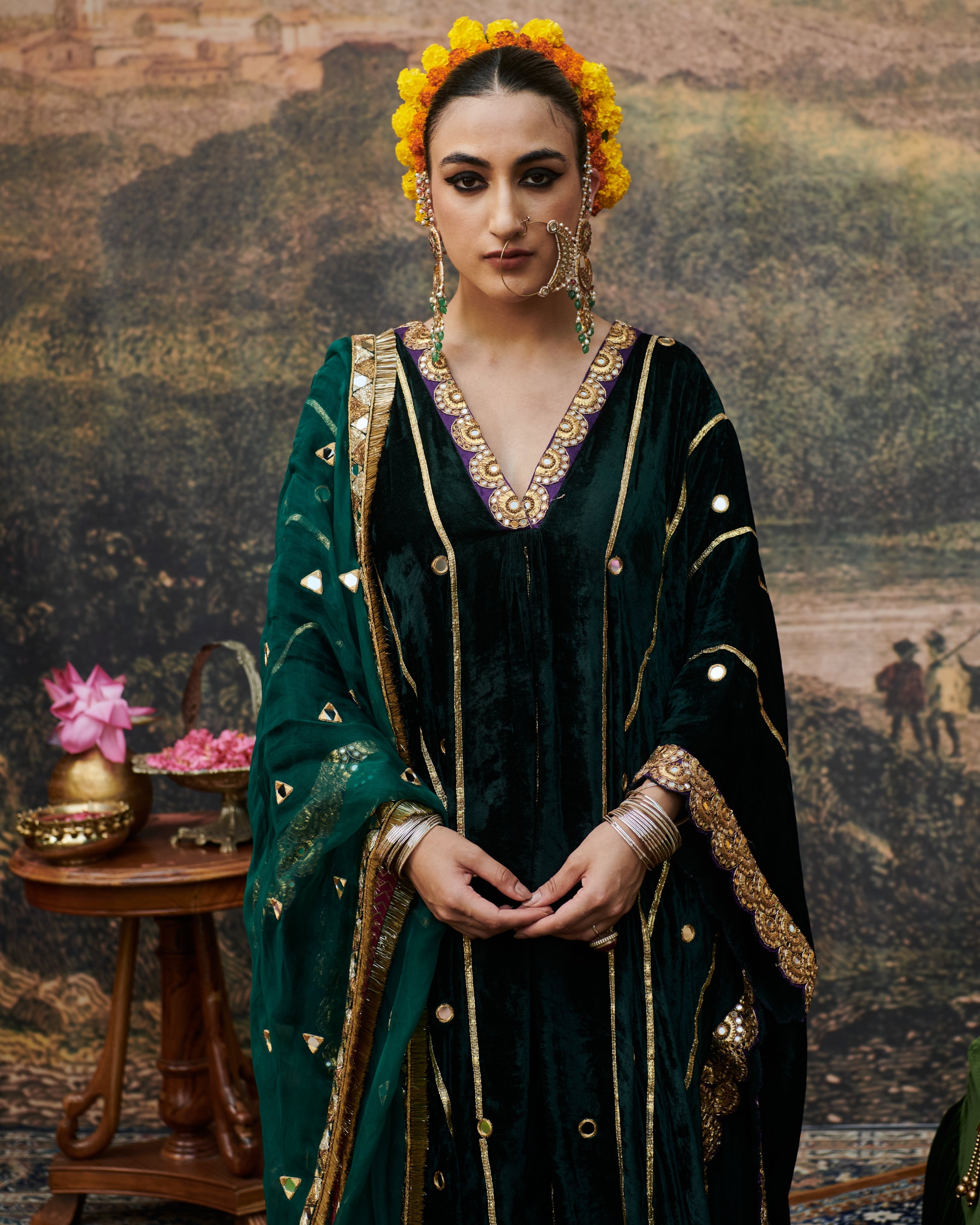 Azal Makhmali Kaftan Set