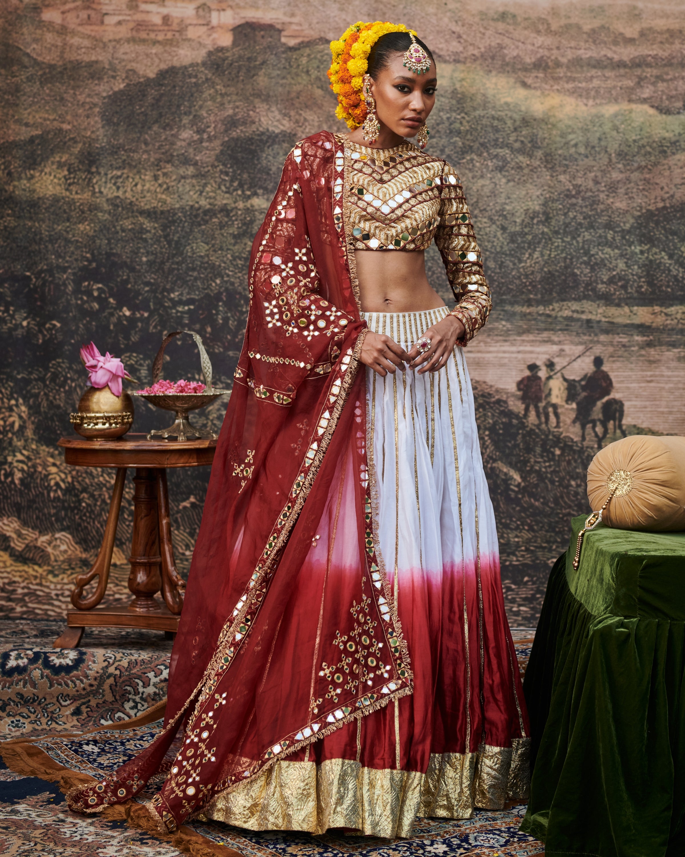 Surkh Lehenga Set