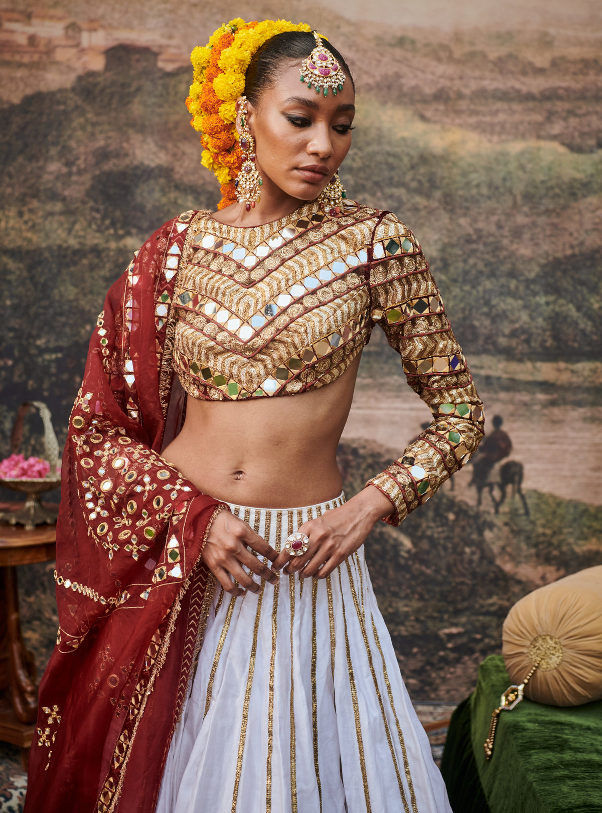 Surkh Lehenga Set