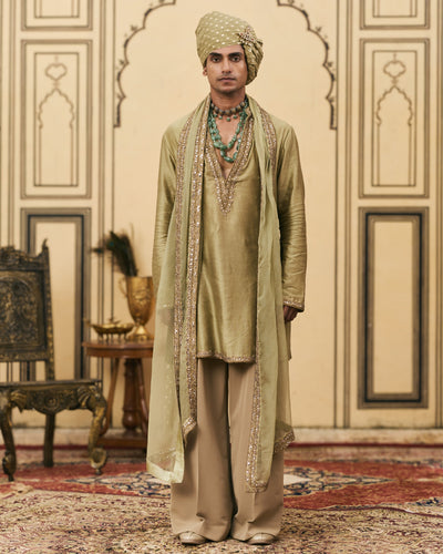 Zaitooni Olive Chanderi Kurta Set
