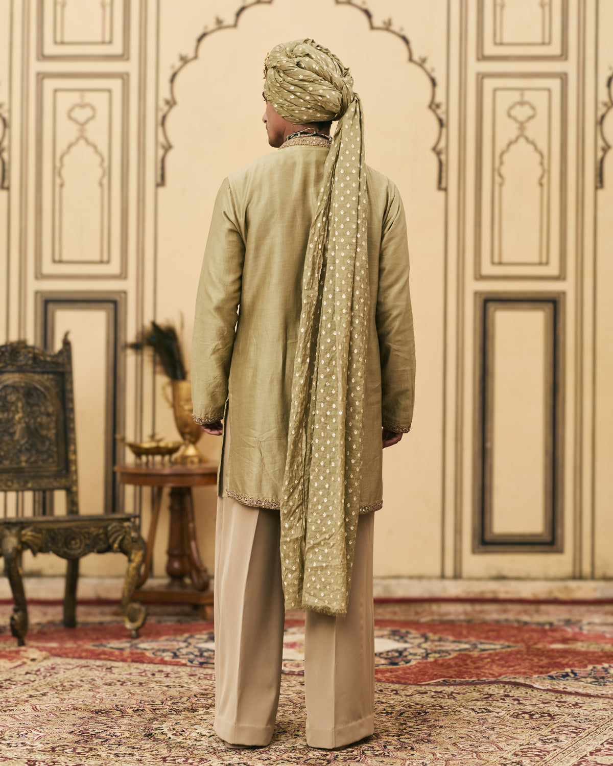 Zaitooni Olive Chanderi Kurta Set