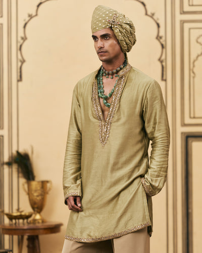 Zaitooni Olive Chanderi Kurta Set