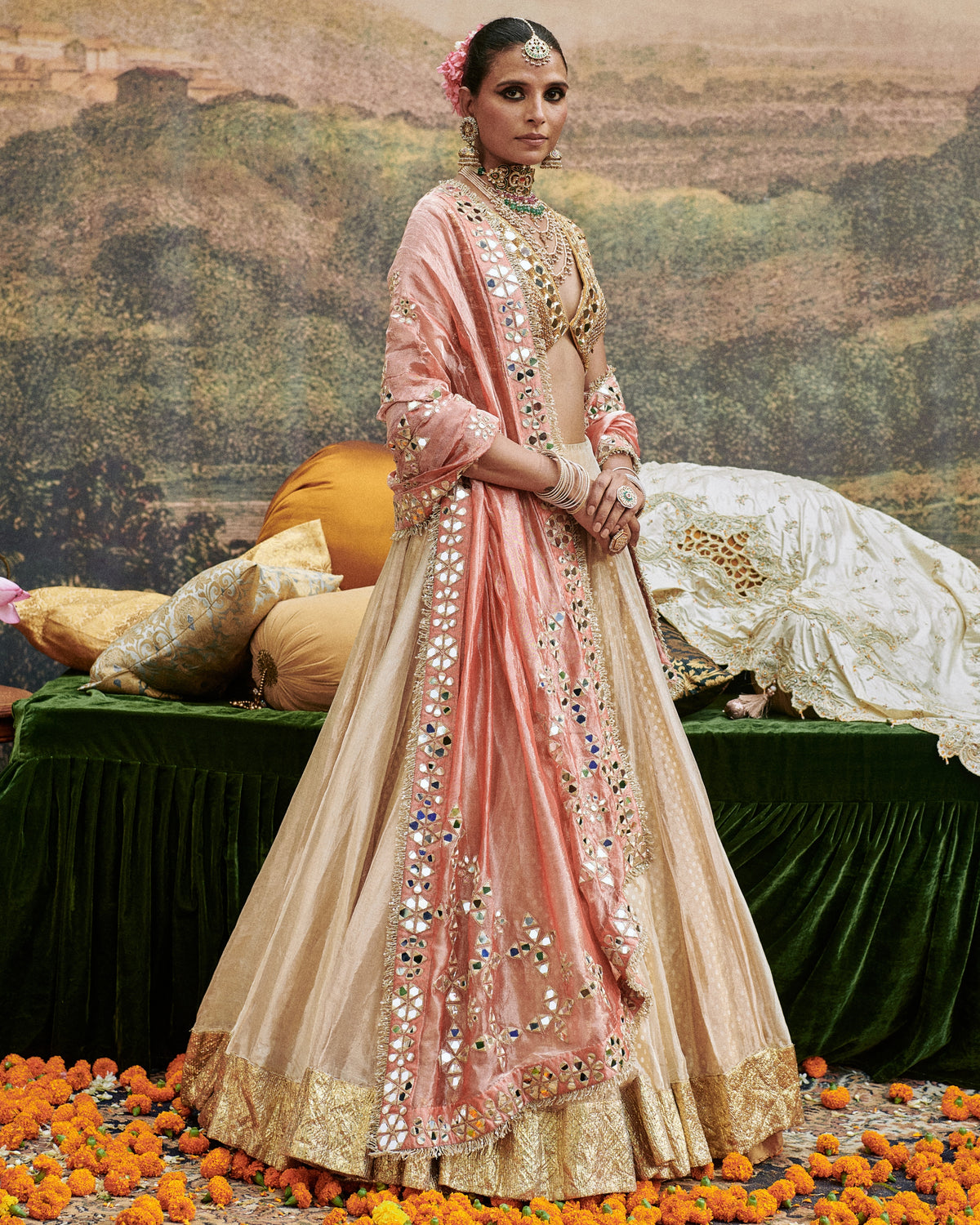 Svet Gulal Lehenga Set