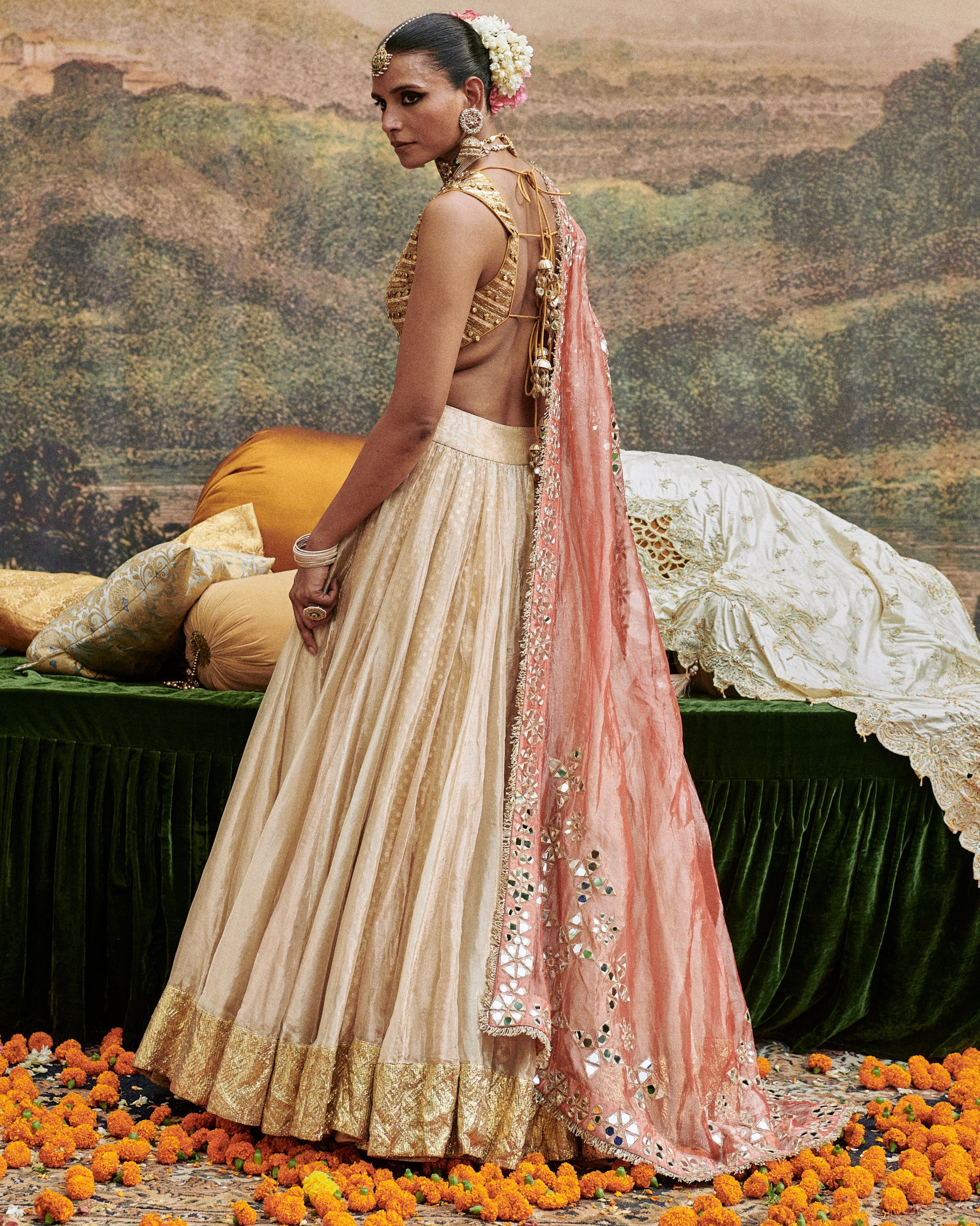 Svet Gulal Lehenga Set