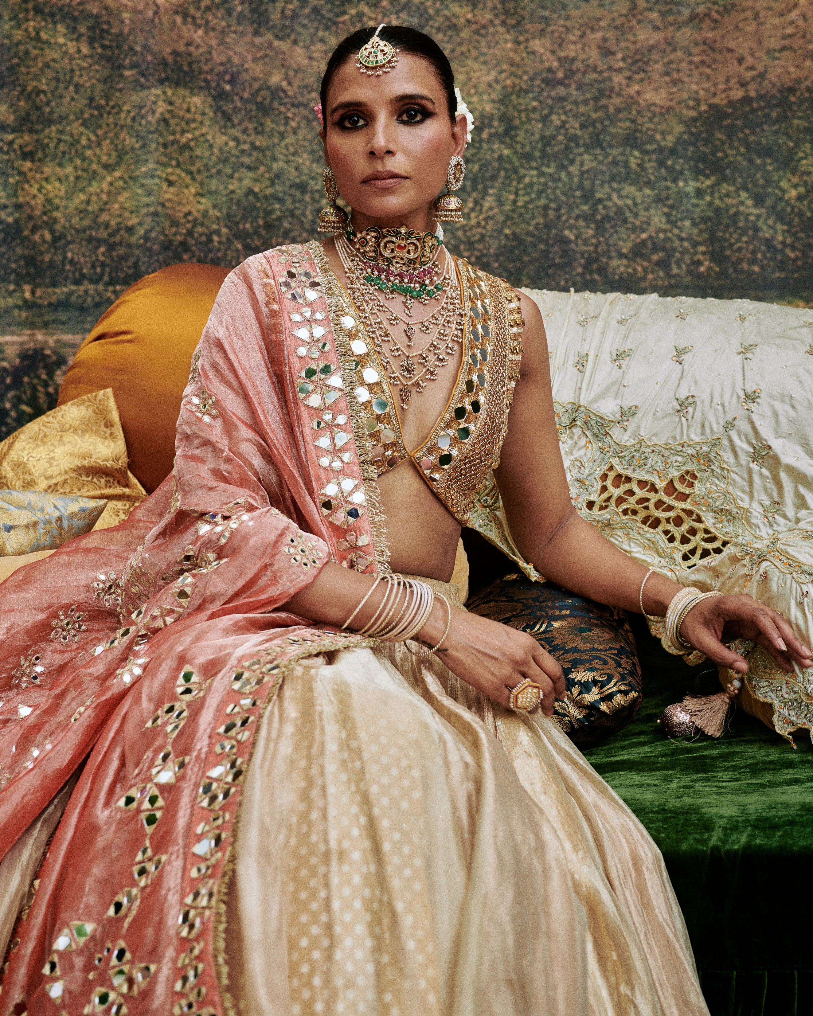 Svet Gulal Lehenga Set