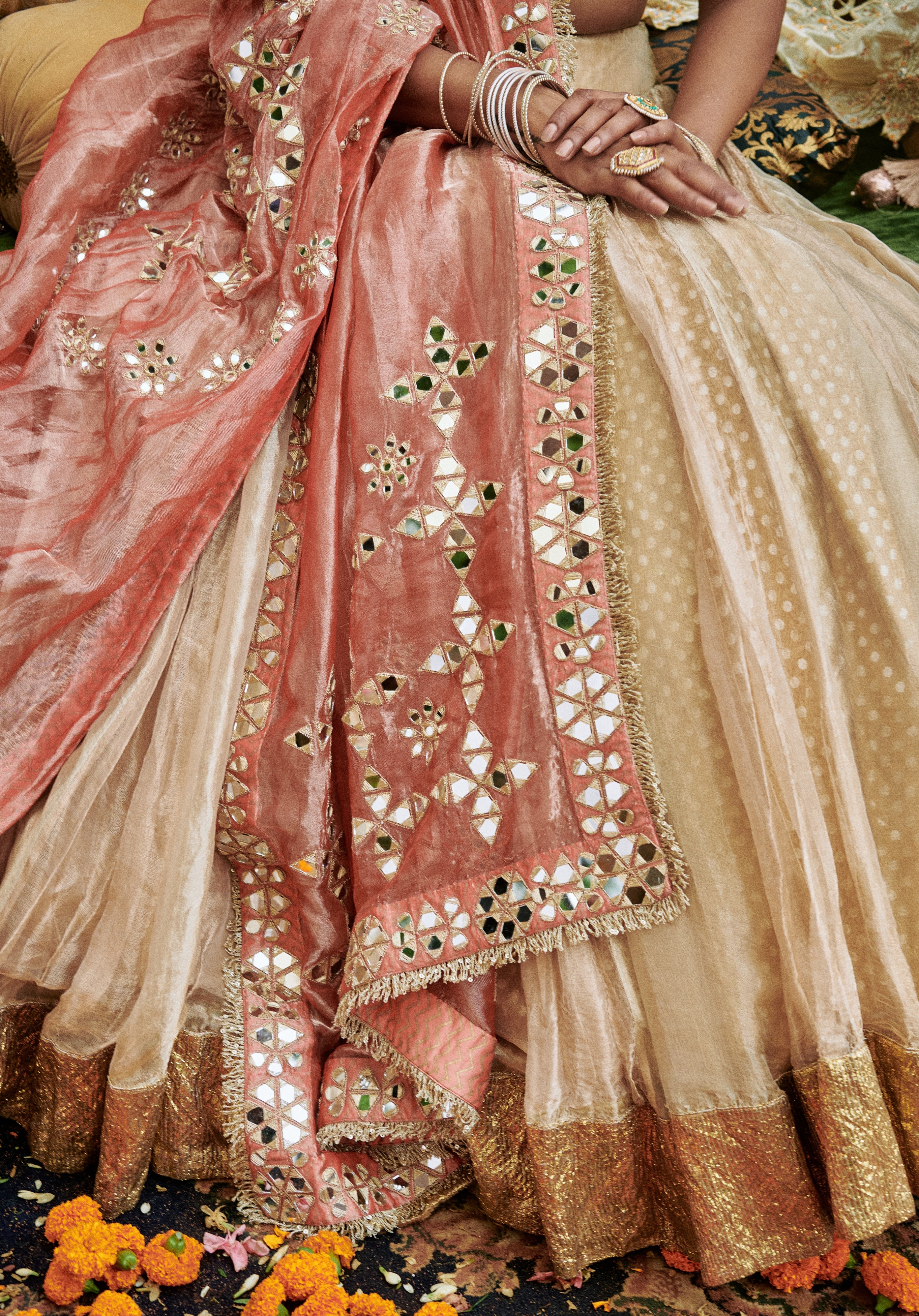 Svet Gulal Lehenga Set