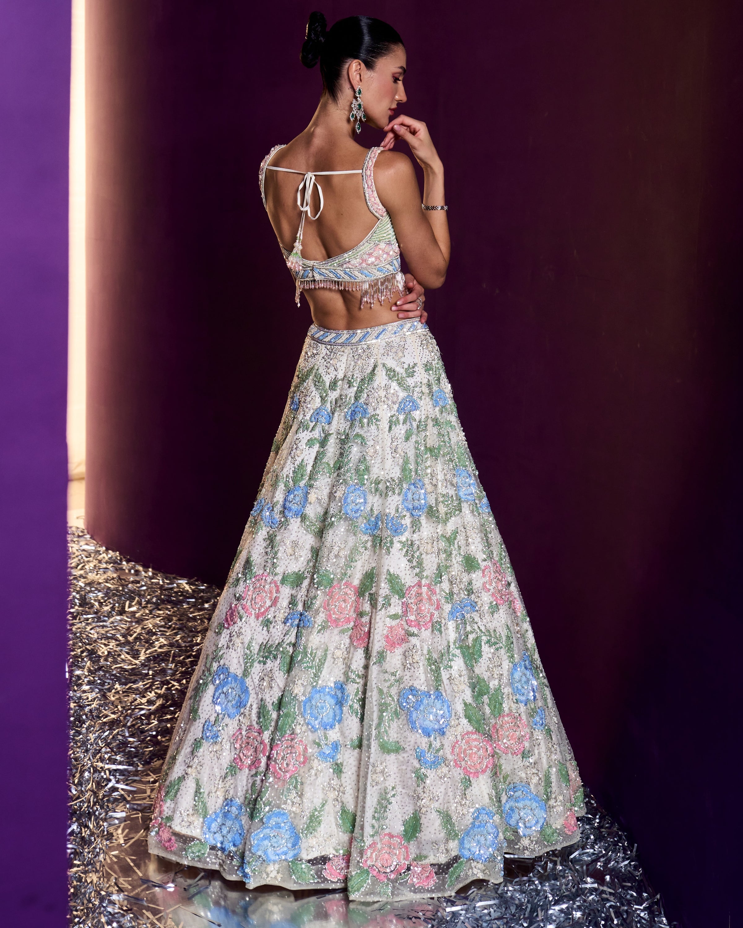 Ivory Net Lehenga Set