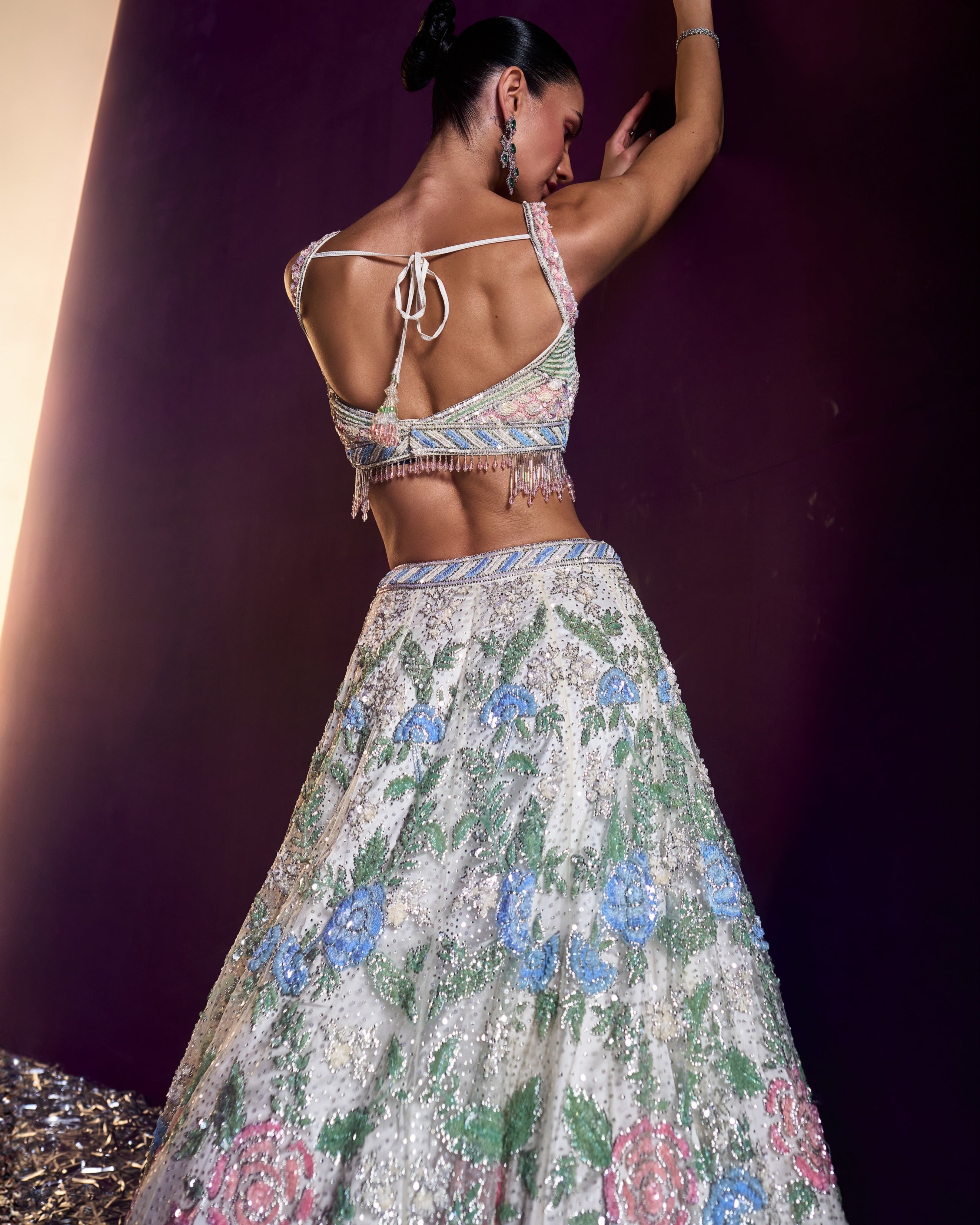 Ivory Net Lehenga Set