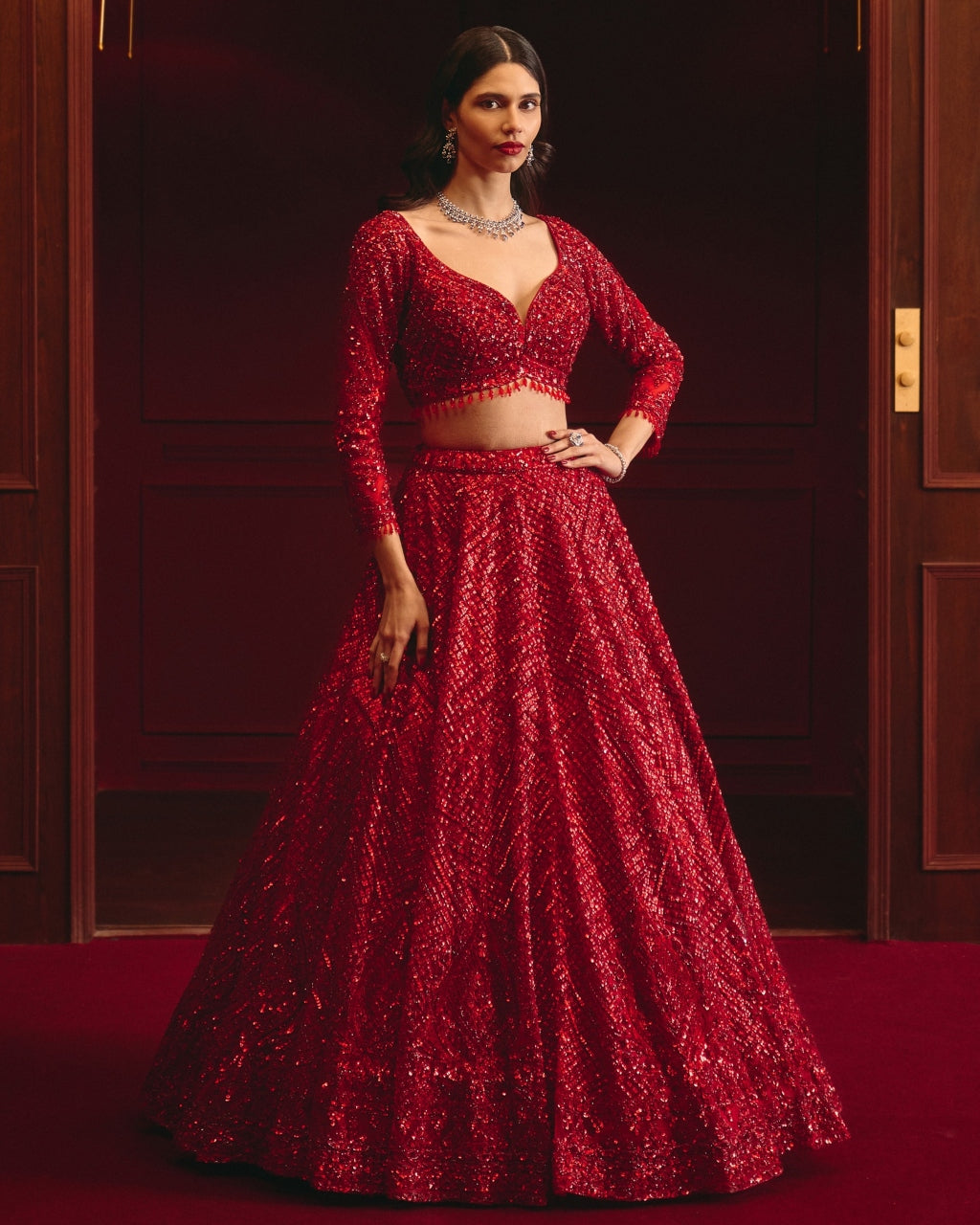 The Royal Ember Lehenga Set