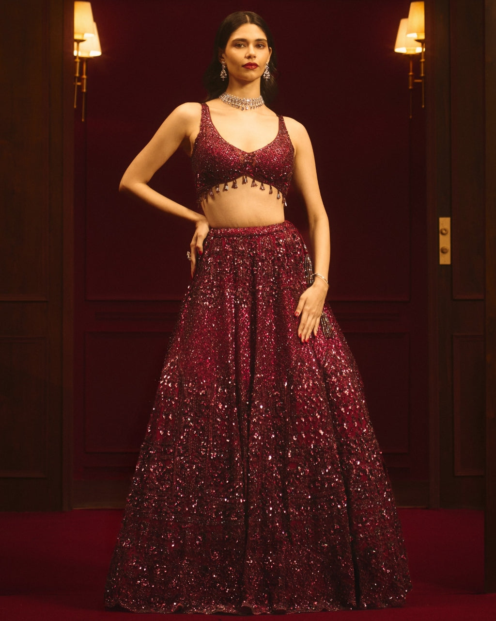 Crimson Ascension Lehenga Set