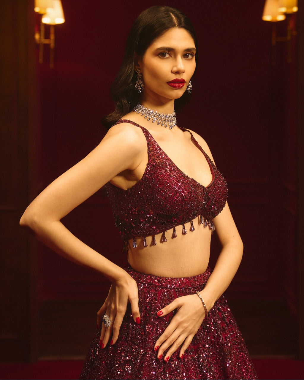 Crimson Ascension Lehenga Set