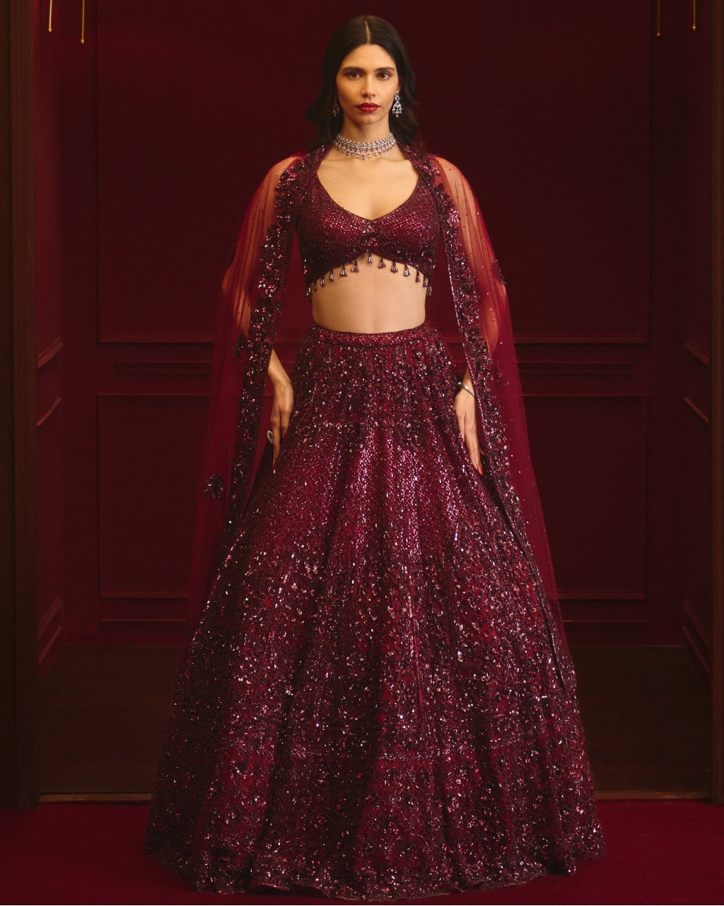 Crimson Ascension Lehenga Set