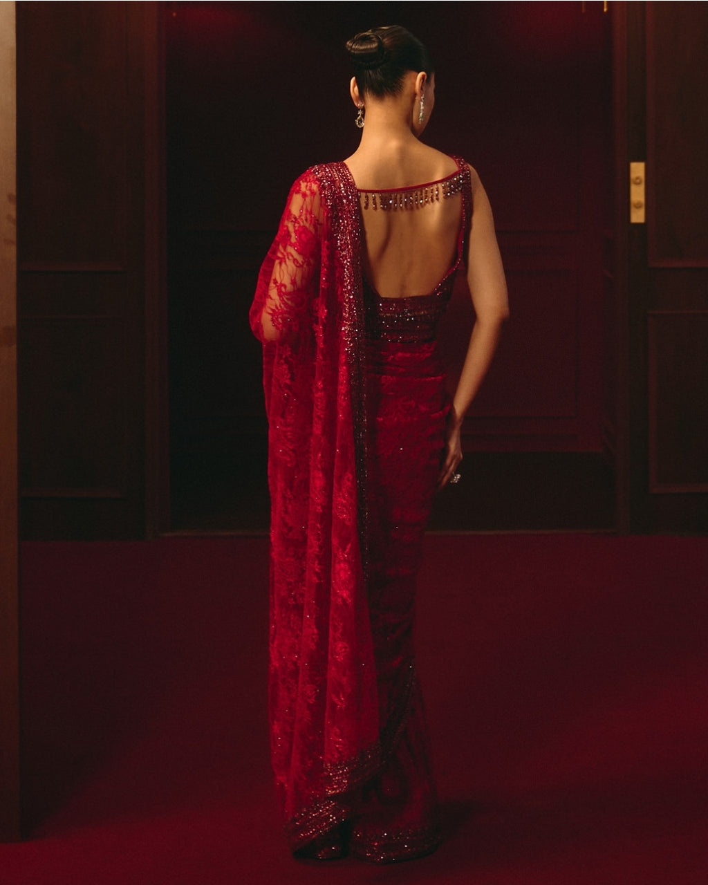 Crimson Dominion Sari Set