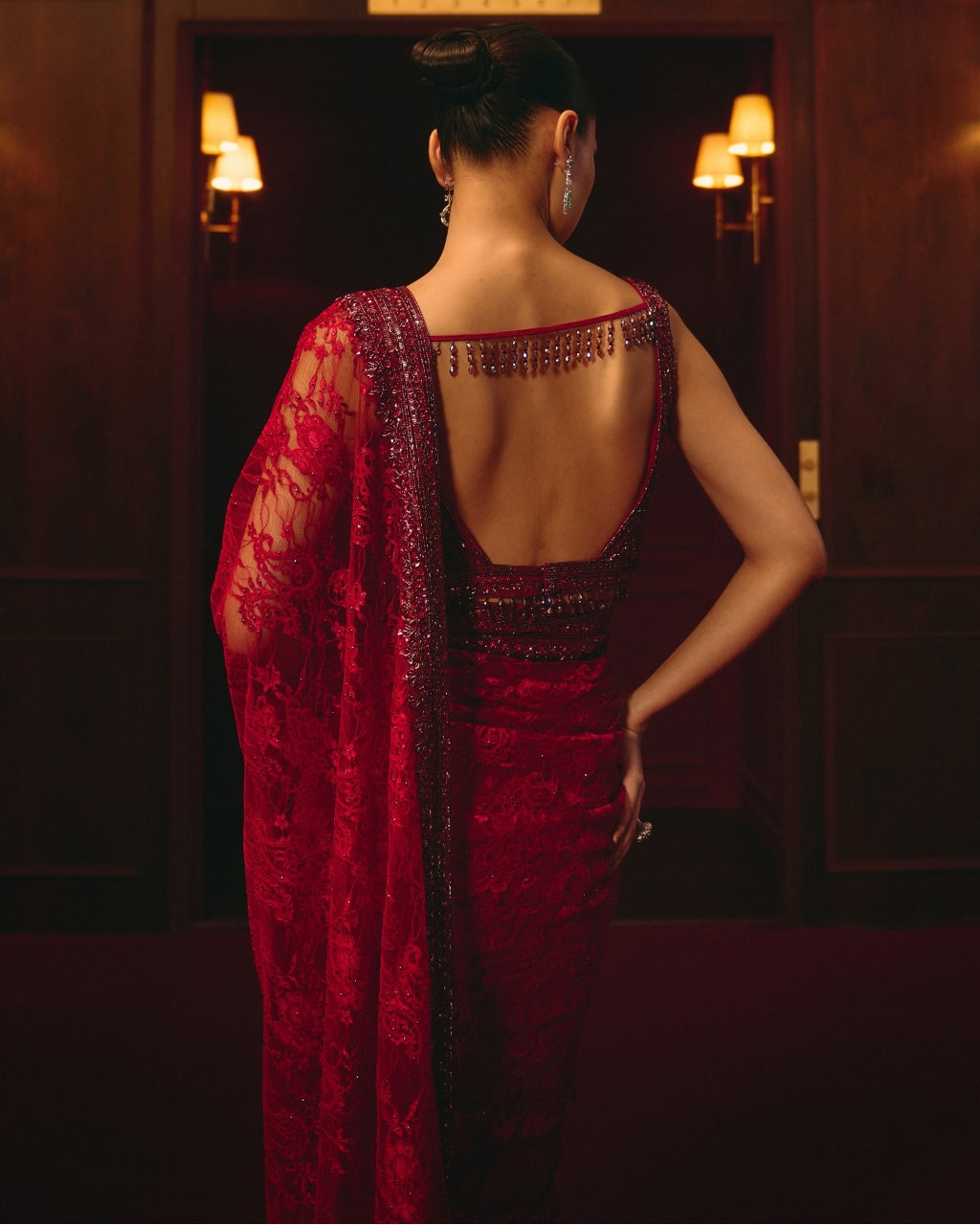 Crimson Dominion Sari Set