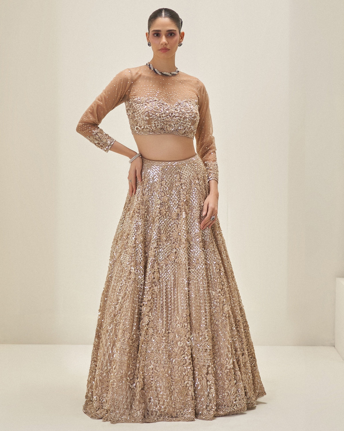 Molten Sand Gold Lehenga Set