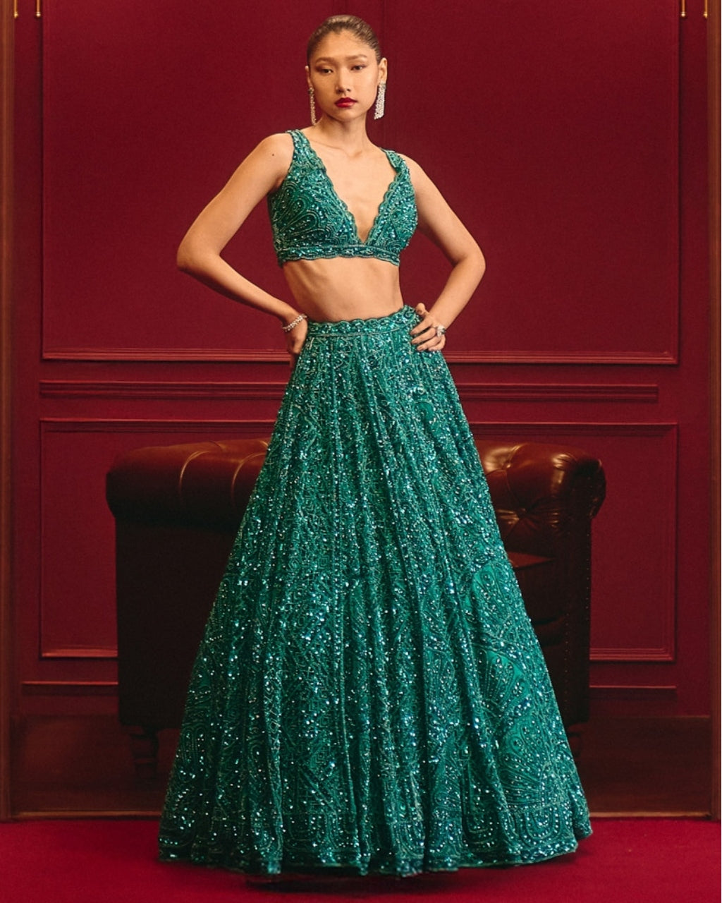 Teal Dominion Lehenga Set