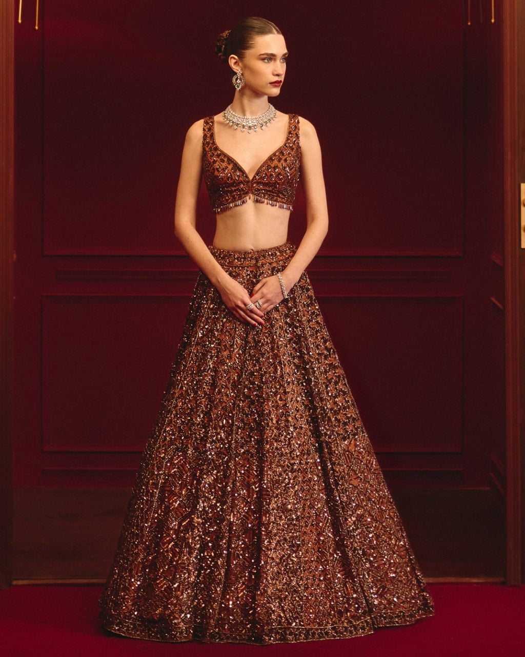 Carob Majesty Lehenga Set