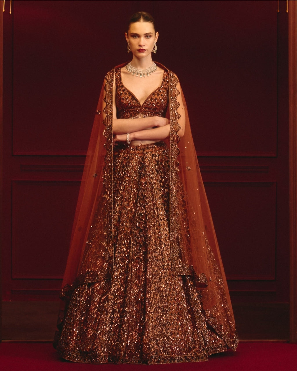Carob Majesty Lehenga Set