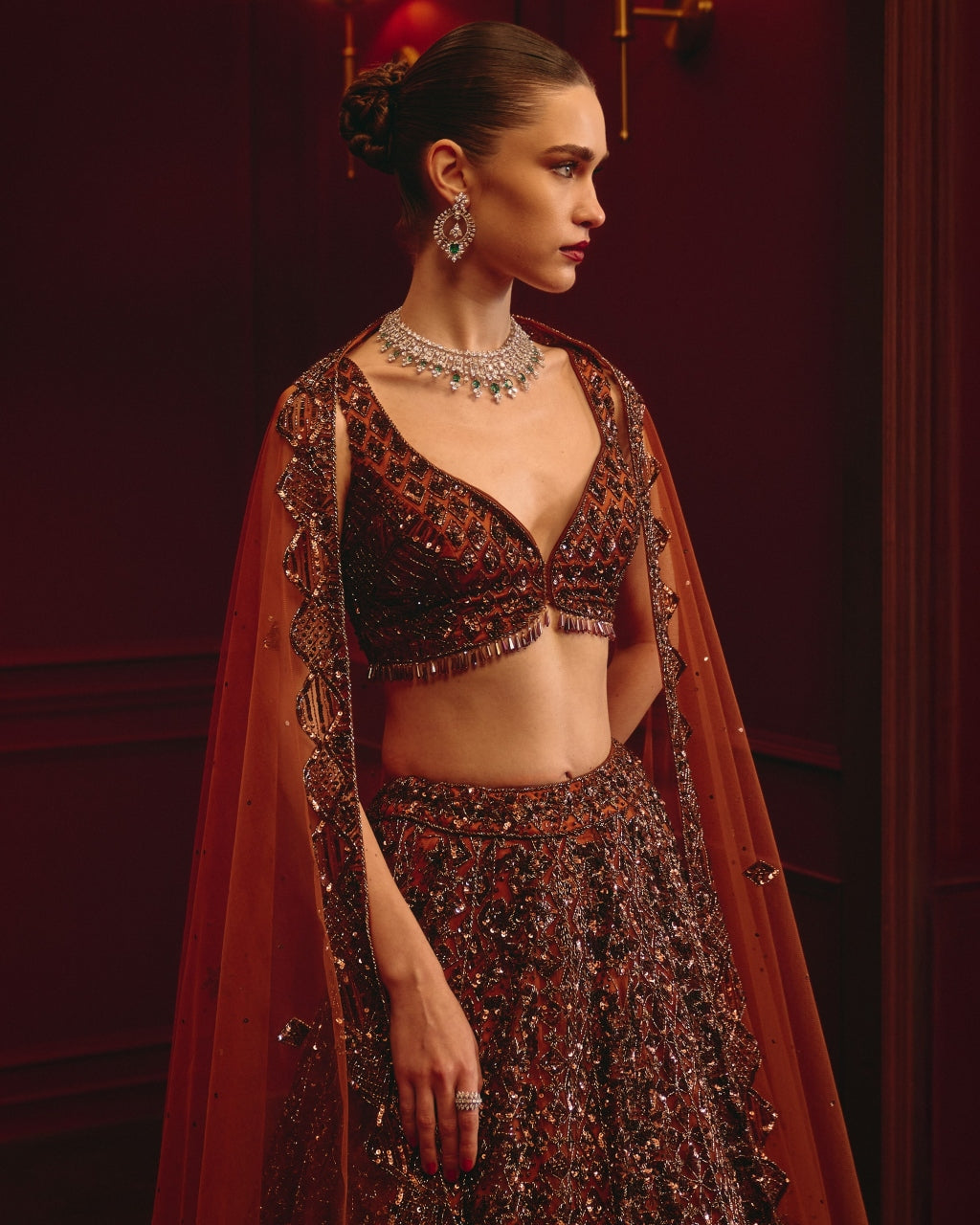 Carob Majesty Lehenga Set