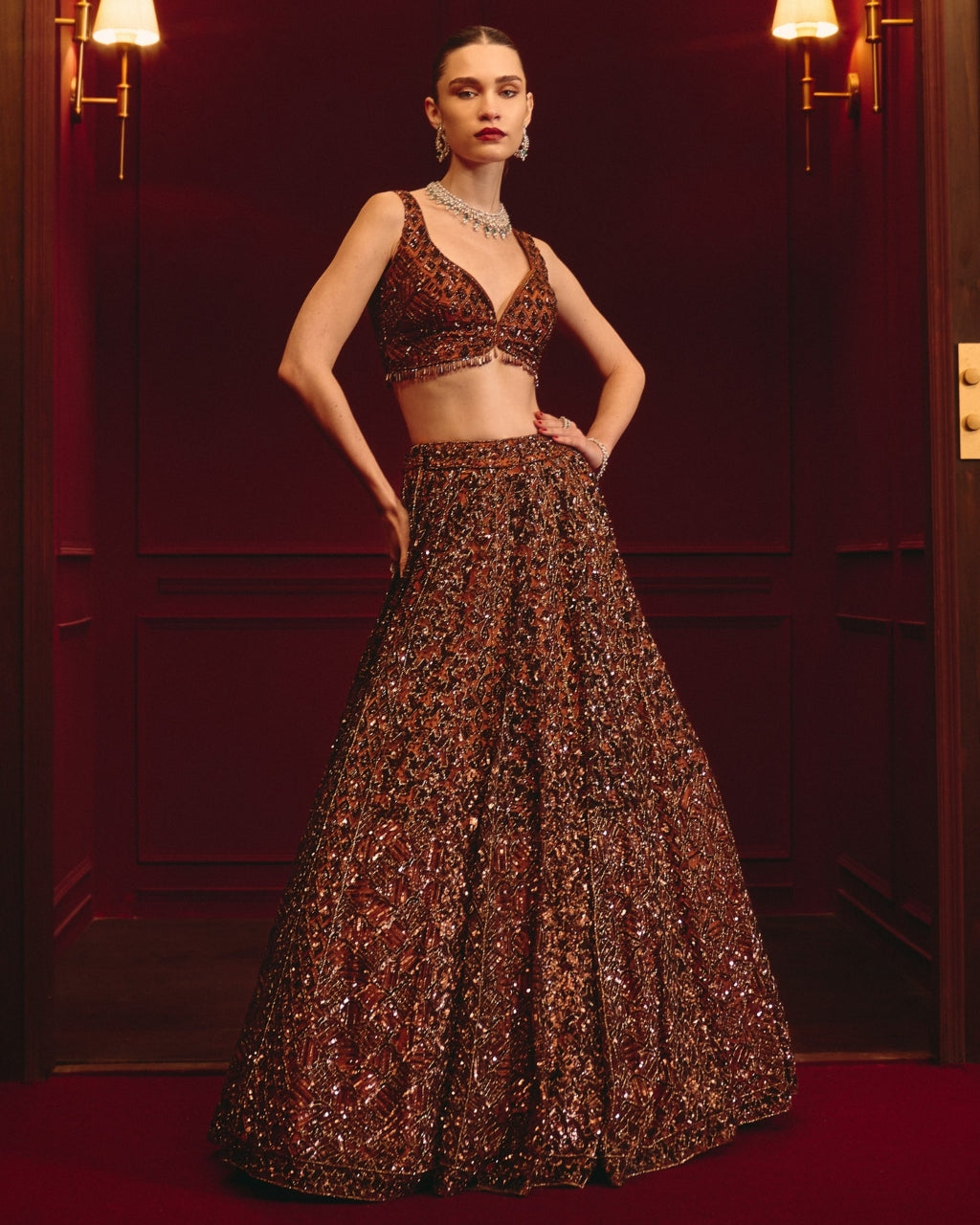 Carob Majesty Lehenga Set