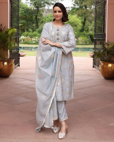 Ice Blue Vrinda Gota Jaal Kurta Set