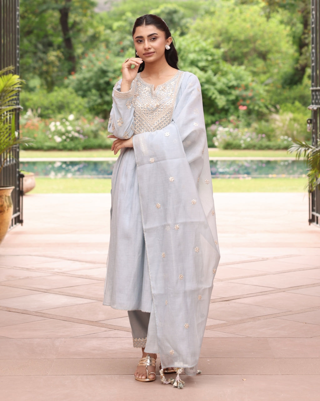 Ice Blue Vrinda Yoke Kurta Set