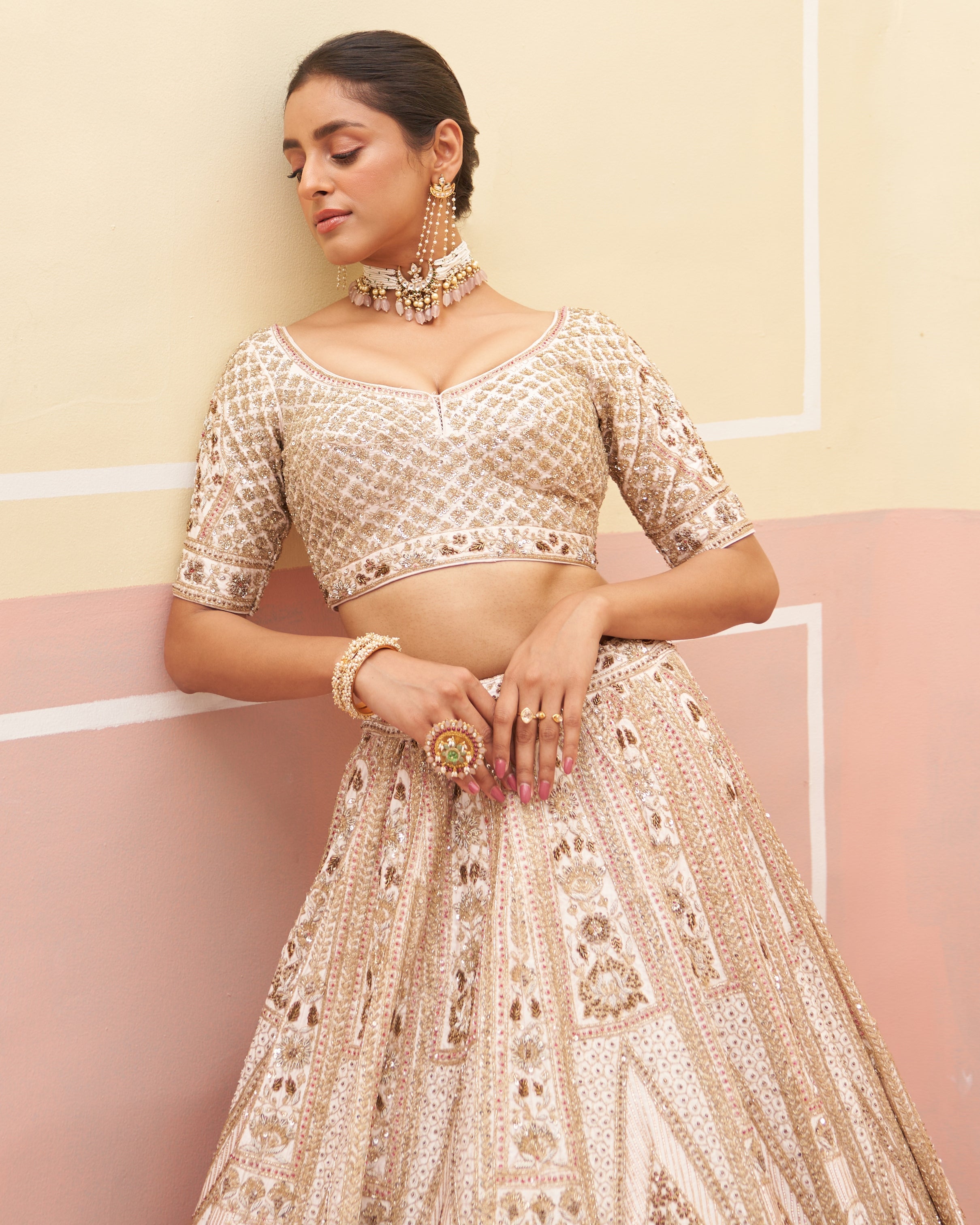 Karima Blush Pink Raw Silk Lehenga Set