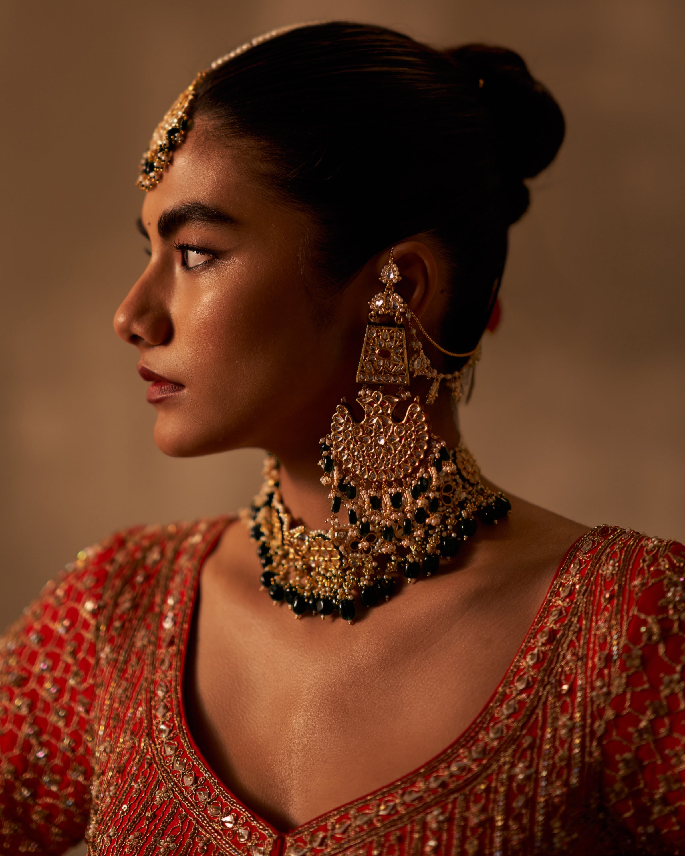 Red Raw Silk Double Dupatta Lehenga Set