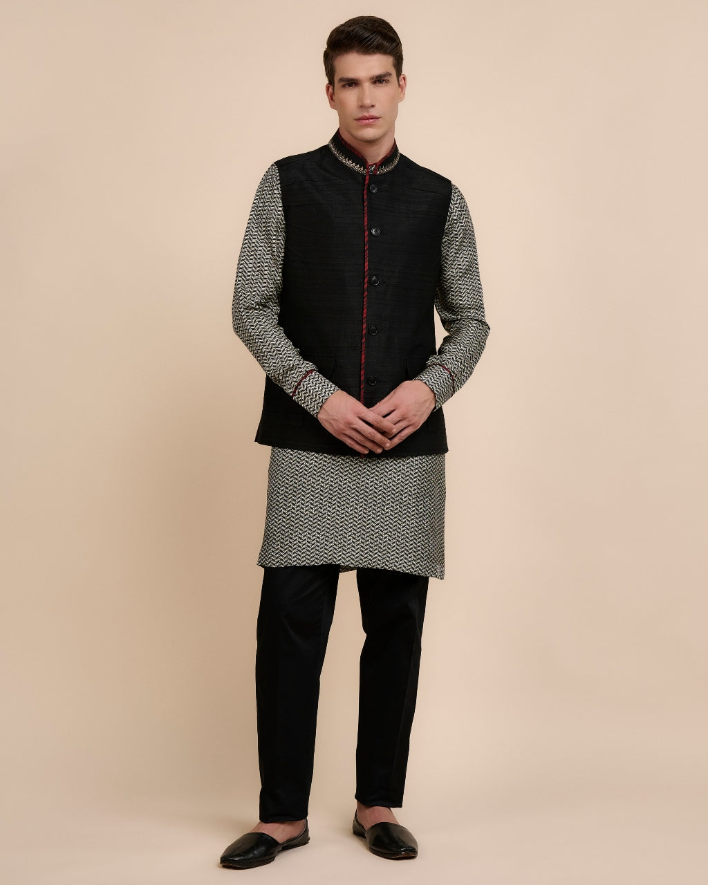 Rich Black Nehru Jacket Set