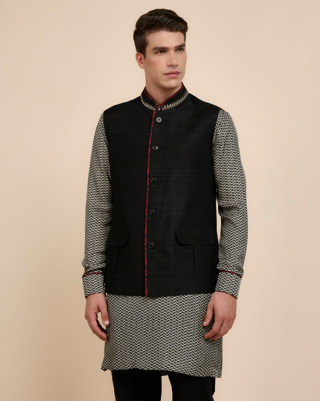 Rich Black Nehru Jacket Set