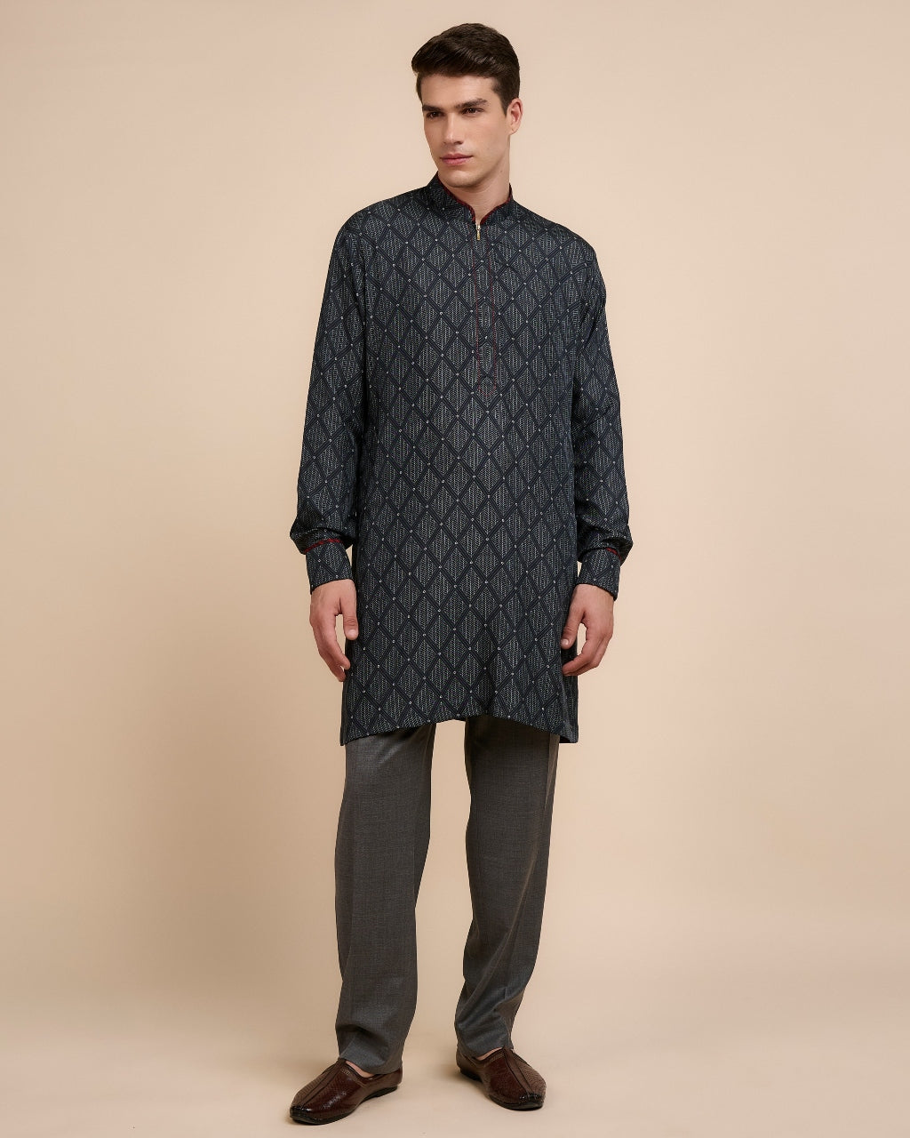 Midnight Black Printed Kurta Set