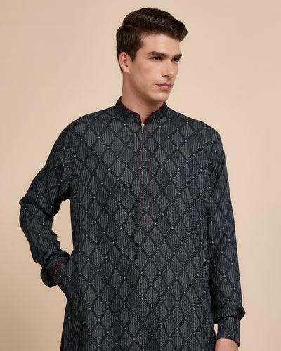 Midnight Black Printed Kurta Set