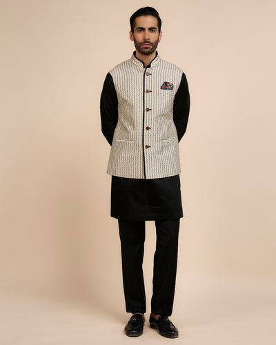 Linear Chevron Nehru Jacket Set