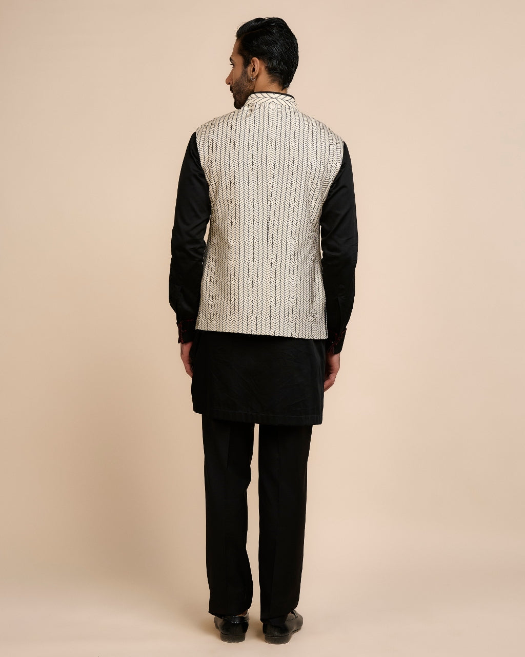 Linear Chevron Nehru Jacket Set