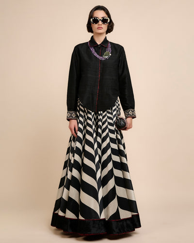 Noir Chevron Skirt Set