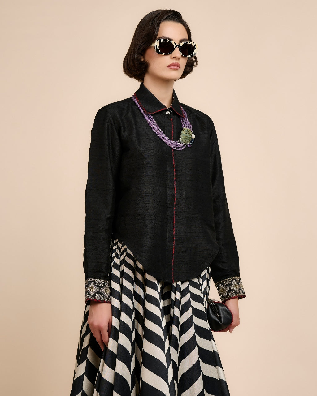 Noir Chevron Skirt Set
